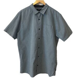 Roark Well Worn Classic Fit Short Sleeve Button Up Shirt XL Blue Organic Cotton